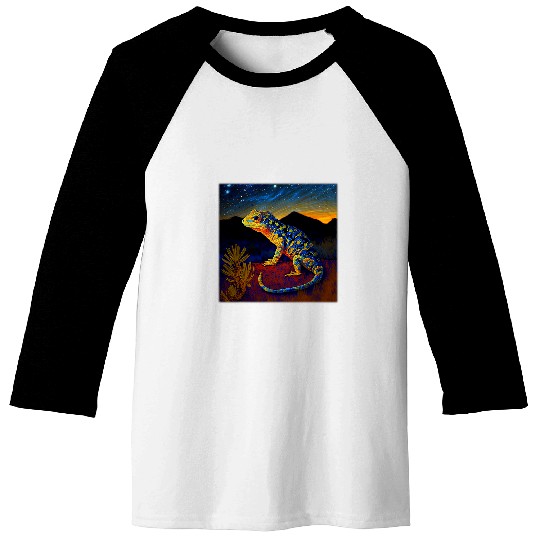Gecko Lover Surrealism Starry Night Mediterranean Gecko Baseball Tees