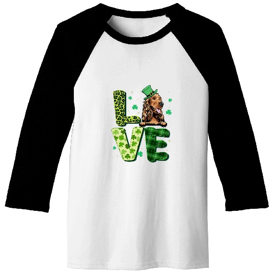 Dog Cocker Spaniel Love Cocker Spaniel Shamrock Leopard Plaid St Patricks Day Baseball Tees