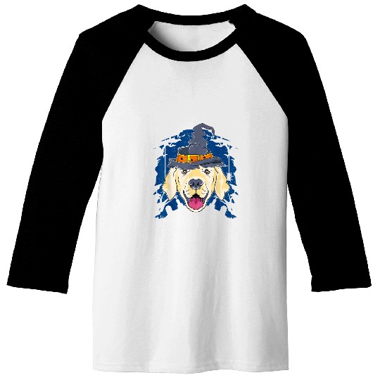 Goldie Witch Funny Halloween 175 Golden Retriever Dog Baseball Tees