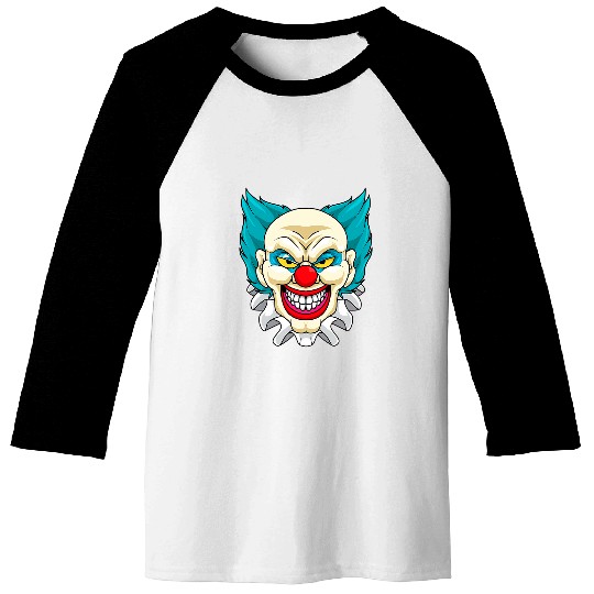 Evil Face Clown Head Halloween 3 Baseball Tees