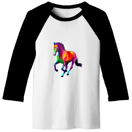 Colorful horse running at a gallop Pop Art Style Baseball Tees