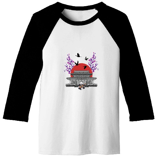 Funny Bear Sakura Tree Panda Bear Japanese Temple Cherry Flower Tree Cute Bears Baseball Tees
