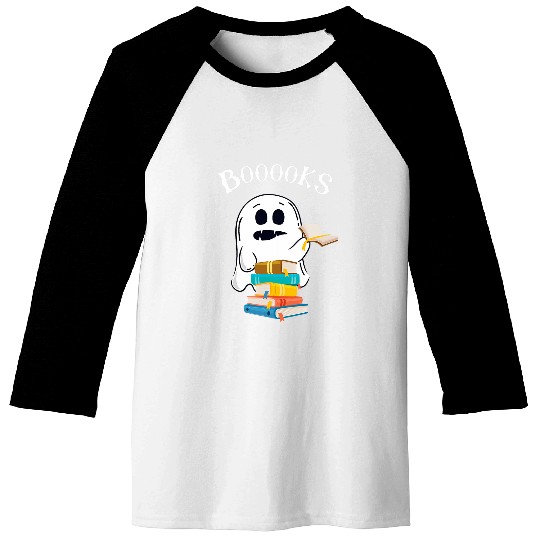 cute ghosts pun booooks reading book halloween teacher 2 Baseball Tees