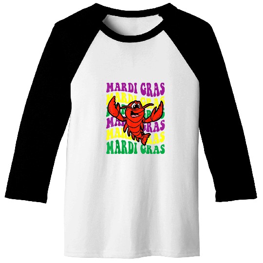 Crawfishs Mardi Gras Retro Mudbug carnivals Parade Cajun Party Baseball Tees