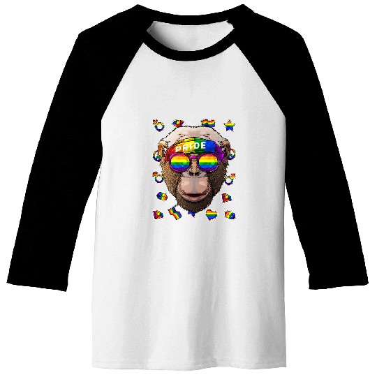 LGBT Pride Chimpanzee Gay Pride Month Animal Rainbow Lesbian Baseball Tees