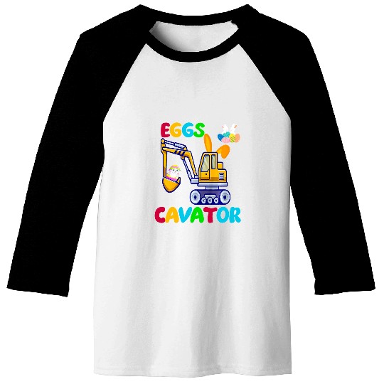 Tractor driving Easter Egg Hunt Eggs Cavator Bunny Tractor Loving Toddler Baseball Tees