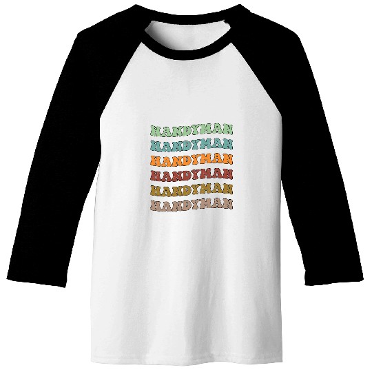 Retro HANDYMAN Inspirational Colorful Job Title Profession Baseball Tees