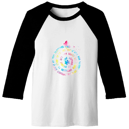 Autism Cute Butterfly Puzzle Graphics Neurodiverse Baseball Tees