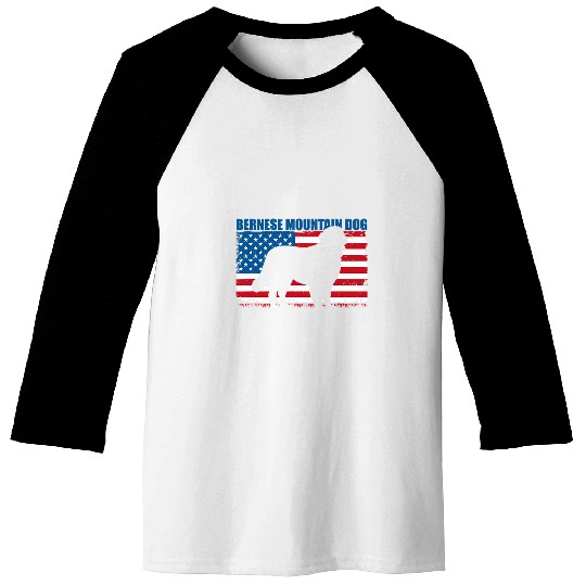 American Flag Bernese Mountain Dog Baseball Tees