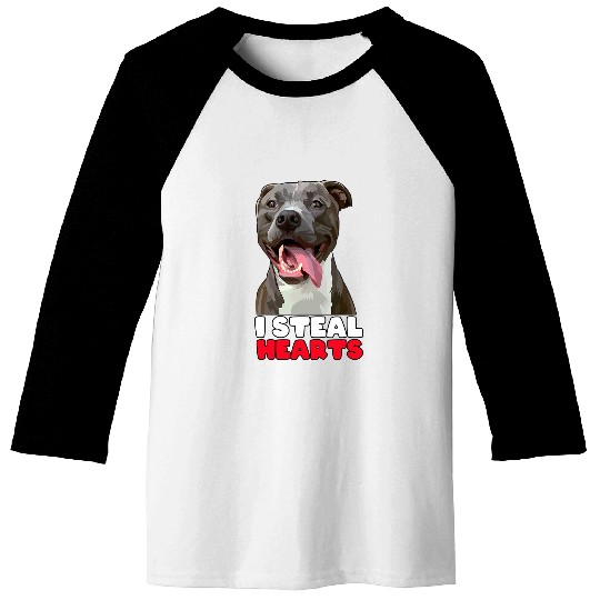 Bully I Steal Hearts Valentines Pitbull Lovers 67 Pitbull Dog Baseball Tees