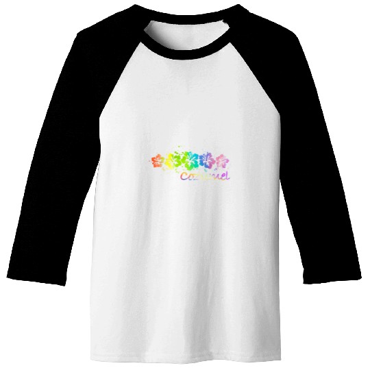 Surf Life Cozumel Mexico Watercolor Beach Surf Baseball Tees