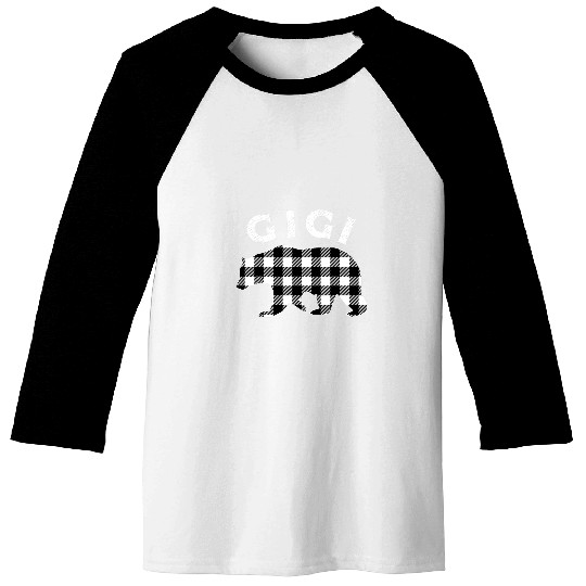 Funny Bear Black And White buffalo plaids Gigi Bear Christmas Pajama Cute Bears Baseball Tees