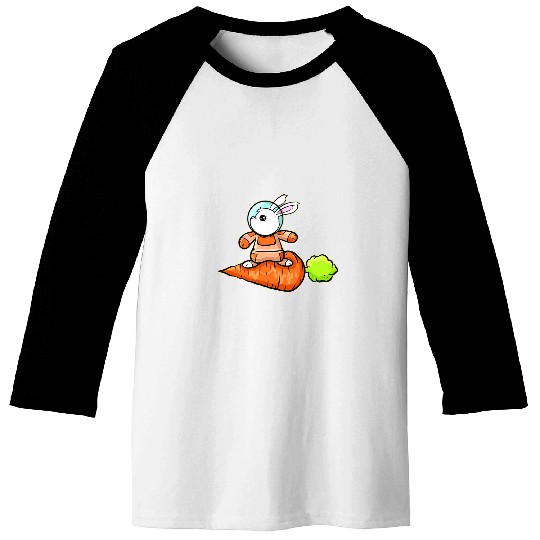 Surf Life Cute Astrnaut Bunny Surfing On A Carrot On Easter Baseball Tees