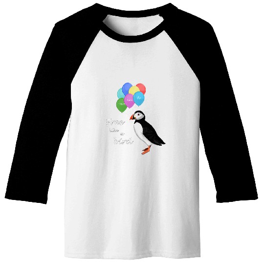 frees like a Bird Puffin Painting Cute Motivational Baseball Tees