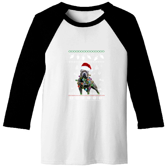 Bully Christmas Lover Dog 485 Pitbull Dog Baseball Tees