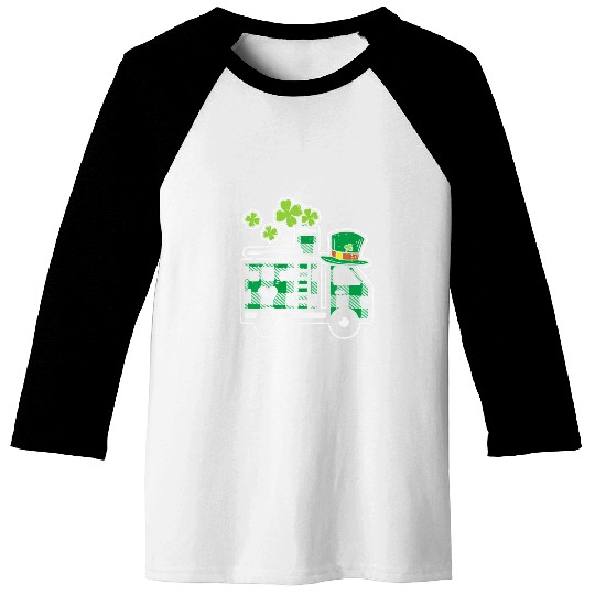 Fireman Firefighter Kids Irish Green Plaid Firefighter Truck St Patricks Day Boy Gift 9 Firemen Baseball Tees