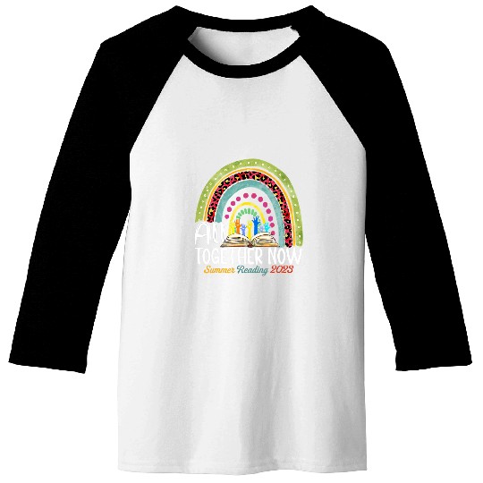 Reading Book All Together Now Summer Reading Rainbow Hand Book Lover Reader Baseball Tees