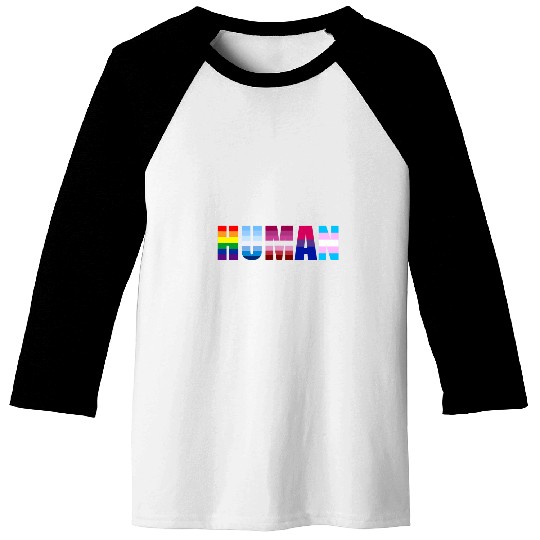 HUMAN LGBT Rainbow Flag Gay Lesbian BI Transgender Pride Baseball Tees