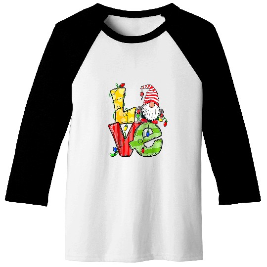 Gnome Christmas Lights Funny Gnomes Love xmass Pajamas185 Baseball Tees