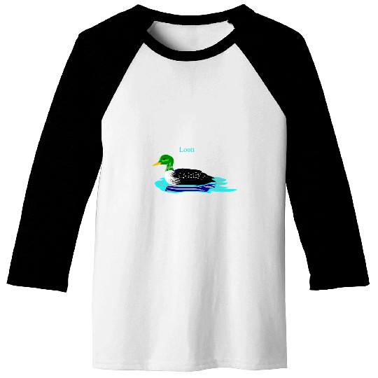 Greenheaded Loon Bird Lover Art Illustration Baseball Tees