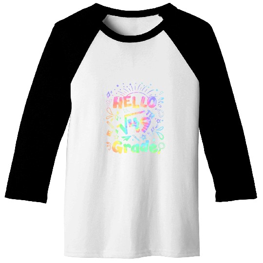 hello 7th grade square root tie dye math teacher Baseball Tees