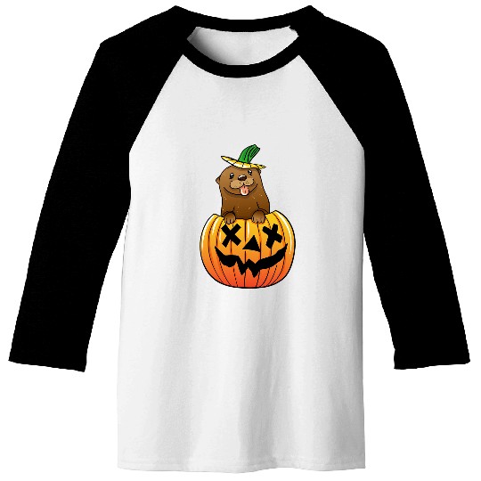 Funny Sea Otter Halloween Illustration Otters Lover Baseball Tees