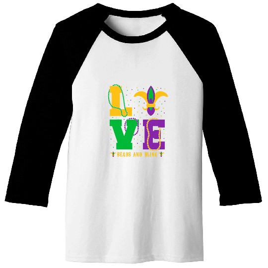 Beads Bling Love Fat Tuesday Baseball Tees