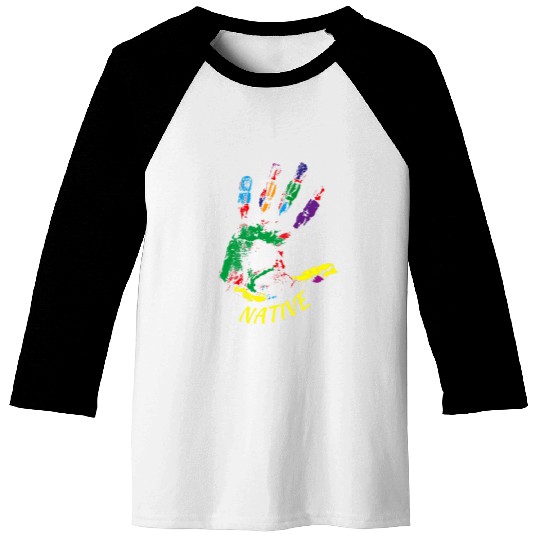 Handprint Native American Indigenous Tribe Illustration Baseball Tees