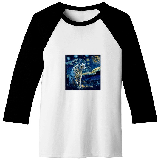 Leopard Gift Surrealism Starry Night Snow Leopard 69 Baseball Tees