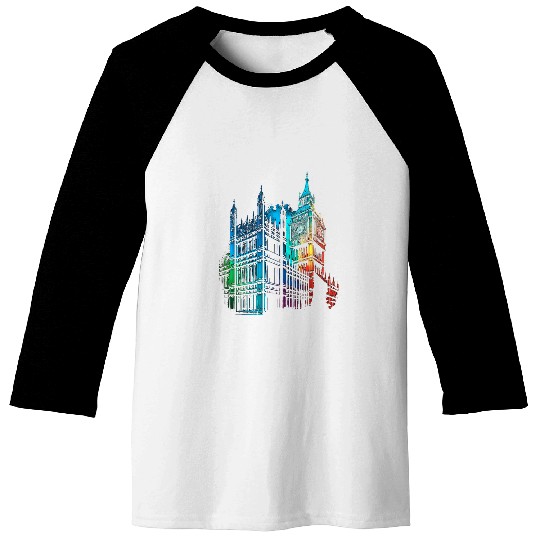 Big Ben Watercolour Painting London Tower Bridge Big Ben Baseball Tees