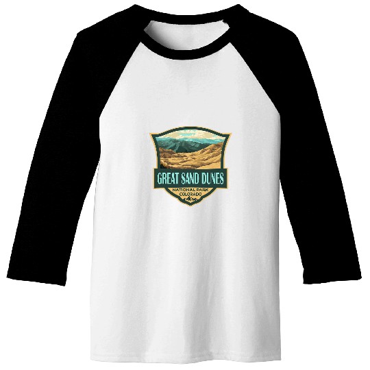Great Sand Dunes National Park Illustration Retro Badge Baseball Tees
