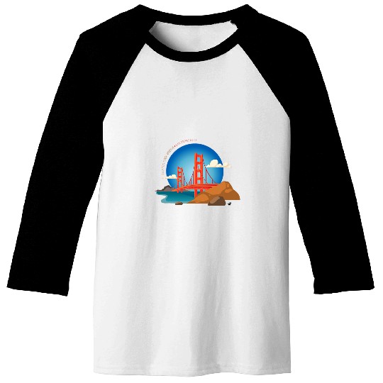 Golden Gate Bridge illustration with the inscription Baseball Tees