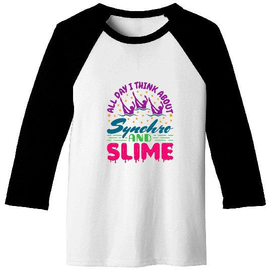 Swimming Pool Synchro And Slime Synchronized Swimming Swim Baseball Tees