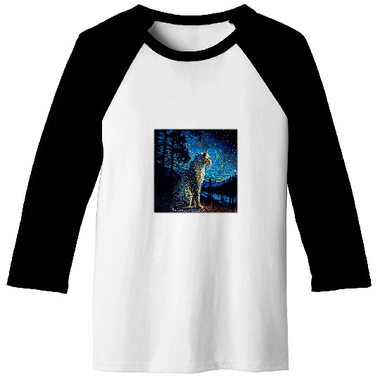 Leopard Gift Surrealism Starry Night Amur Leopard Baseball Tees