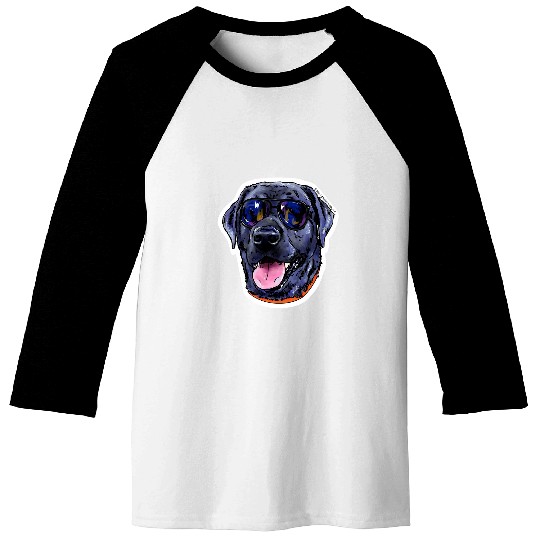 Dog Black Lab in Sunglasses paw Baseball Tees