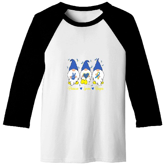 Cute Gnomes Peace Love Down Syndromes Awareness T21 Baseball Tees