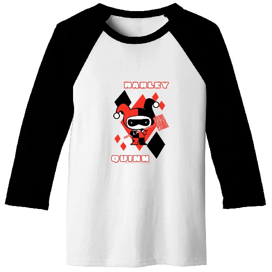 DC Comics Harley Quinn Chibi Diamond Portrait Logo Baseball Tees