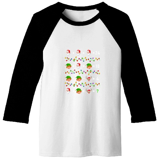 Santa Elf Operations Quiz Math Teacher Christmas Baseball Tees