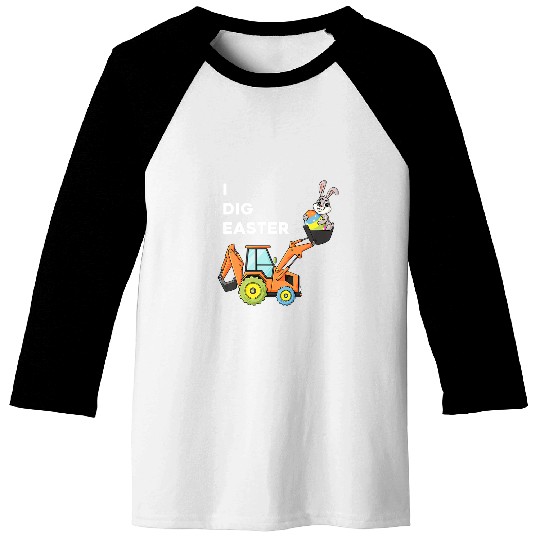 Tractor driving Kids I Dig Easter Bunny Rabbit Funny Eggs Tractor Toddler Boys 2 Baseball Tees