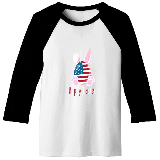 Rabbits American Flag Bunnies Make Me Happy Bunny Easter Egg Rabbit Baseball Tees