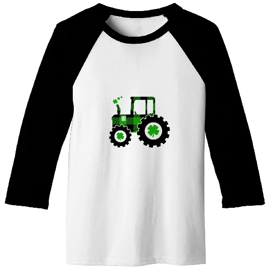 Tractor driving St Patricks Day Flannel Green Plaid Tractor Baseball Tees