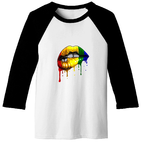 LGBT Pride Dripping Sexy Lips Rainbow Flag Pride Month LGBT 75 Baseball Tees
