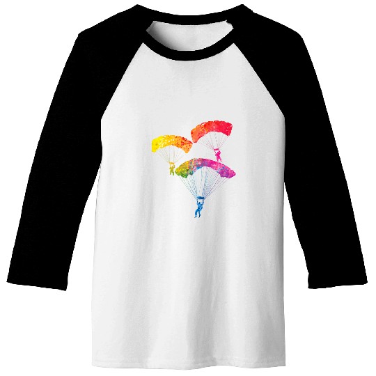Skydiving Gift Rainbow Color Parachute Skydiving Skydiver Baseball Tees