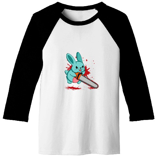 Rabbits Cute Bad Evil Bunny Scary Saw Rabbit Egg Happy Easter Sunday Baseball Tees