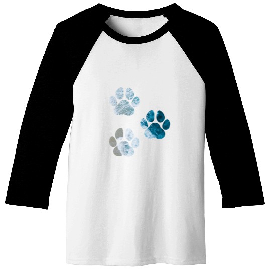 Dog Paw Prints Ocean Beach Waves Baseball Tees