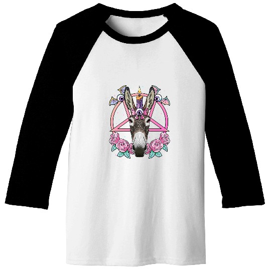 Pastel Goth Donkey Pagan Creepy Menhera Farm Donkey Baseball Tees