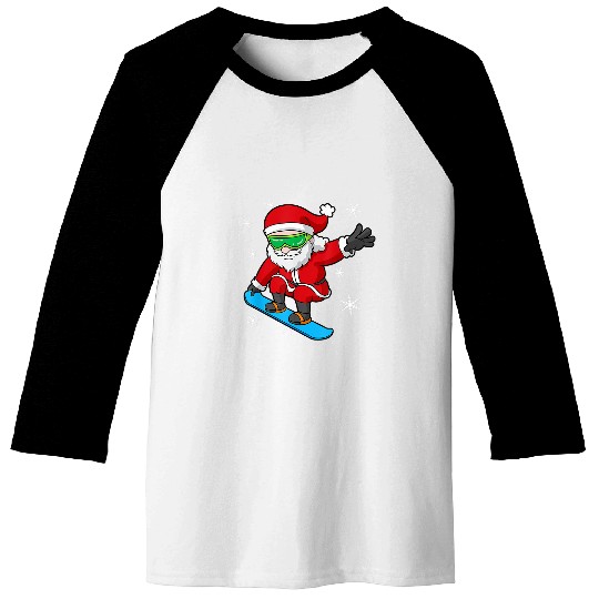 Skiing Ski Funny Santa Claus Snowboarding Snowboarder Christmas Gift Baseball Tees