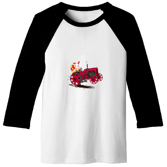 Tractor driving Bunny Riding Tractor Easter Eggs Funny Easter Gifts Youth Baseball Tees