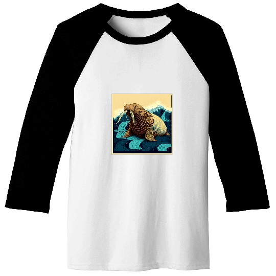 Surrealism Japanese Painting Walrus Baseball Tees