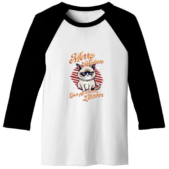 Angry Cat Christmas Meme Merry xmass 2Ugly Christmas Cat Baseball Tees